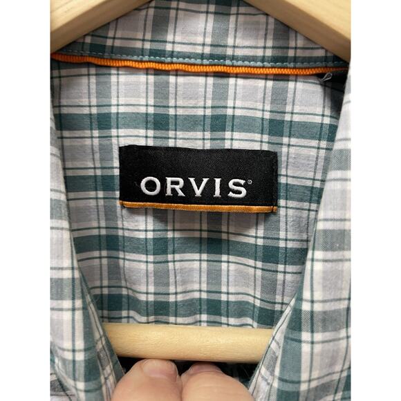 Orvis Fly Fishing Shirt Mens Size Medium Green Plaid Embroidered Biltmore - Picture 3 of 8